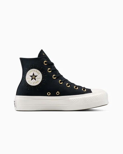 Chuck Taylor All Star Lift Platform Cosmic Embroidery Black/Egret/Gold, Outer Side View