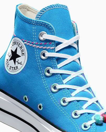 Chuck Taylor All Star Lift Kidult Dial Up Blue/White, Detail Angle View