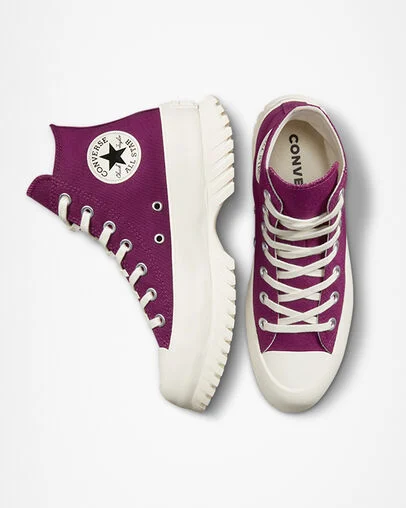 Chuck Taylor All Star Lugged 2.0 Platform Seasonal Color Mystic Orchid/Black/Egret, Top and Side View