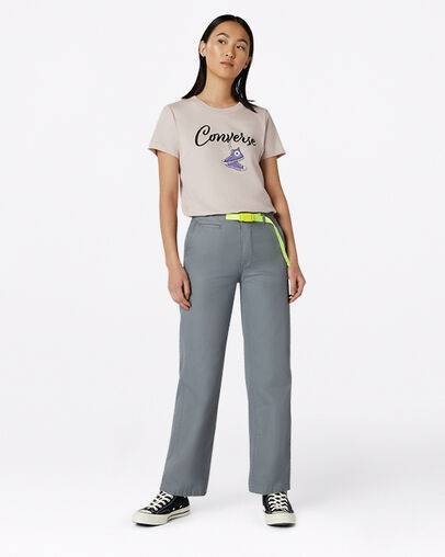 Wide Leg Woven Pant Limestone Grey, Full Body View