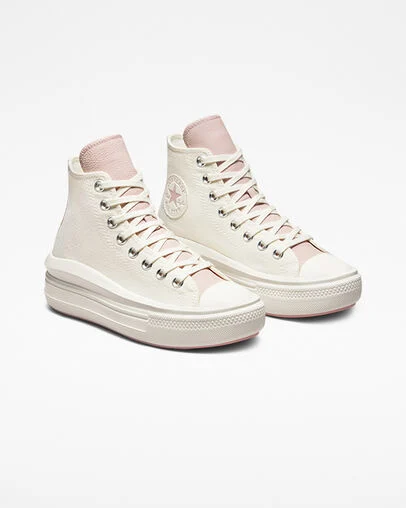 Chuck Taylor All Star Move Platform Tonal Materials Egret/Stone Mauve/Rust Pink, Angled View