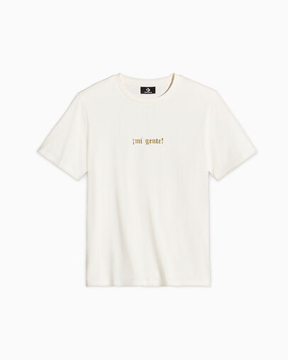 Mi Gente Aqui Alla T-Shirt Egret, Front View