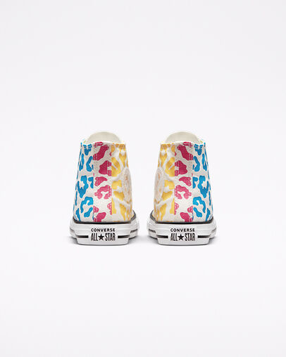 Chuck Taylor All Star Leopard Egret/Kinetic Blue/Citron Zest, Heel View