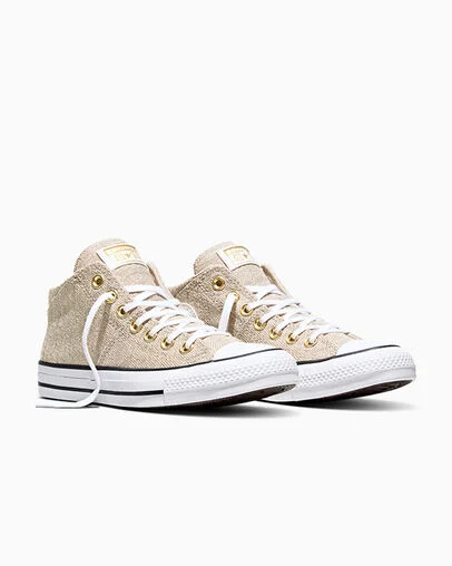 Chuck Taylor All Star Madison Heathered Shine Papyrus/White/Gold, Top and Side View