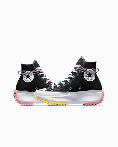 Run Star Hike Kidult Black/White/Daydream Yellow, Detail Angle View