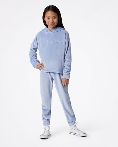 Velour Lurex Hoodie Blue Heron