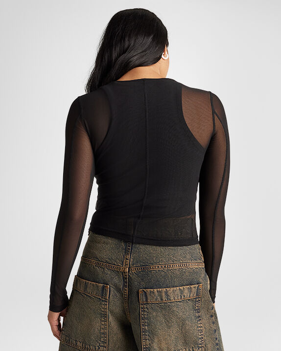 Sheer Mesh Long-Sleeve Top Women's Long Sleeve T-Shirt. Converse.com
