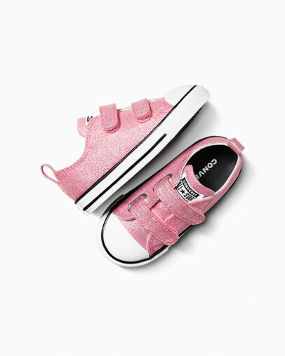 Chuck Taylor All Star Easy-On Prism Glitter Oops Pink/Black/White, Angled View