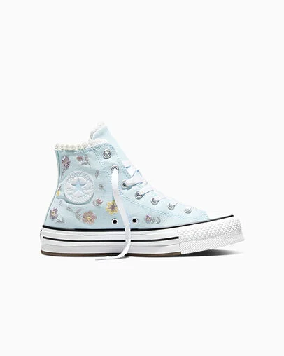 Chuck Taylor All Star EVA Lift Platform Embroidered Florals Cold Touch/White/Black, Outer Side View