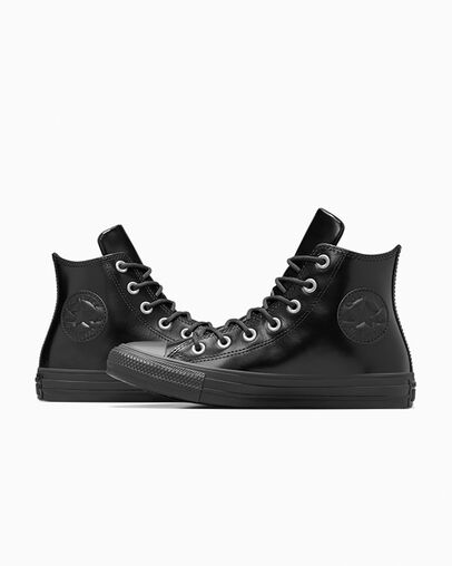 Chuck Taylor All Star Leather Black/Total Eclipse/Black, Detail Angle View