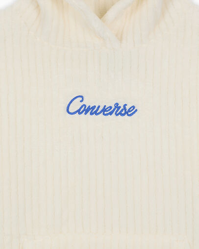 Ribbed Sherpa Fleece Hoodie Egret, Full Body View