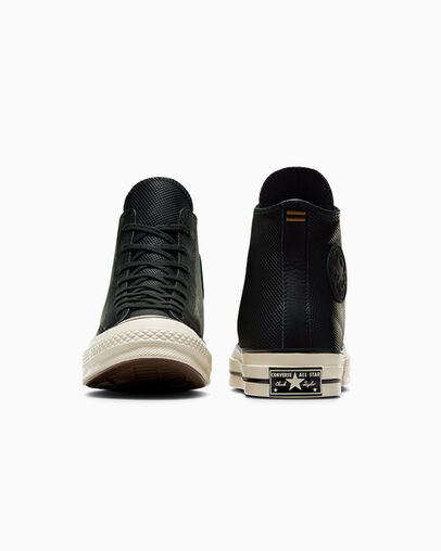 Chuck 70 Leather Black/Gingersnap/Egret, Heel View