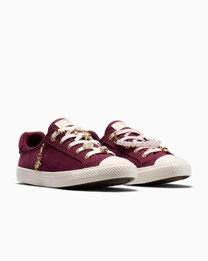 Chuck Taylor All Star Dainty Lucky Charms Deep Bordeaux/Egret/Gold, Top and Side View