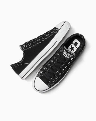 CONS Chuck Taylor All Star Pro Suede Black/Black/White, Angled View