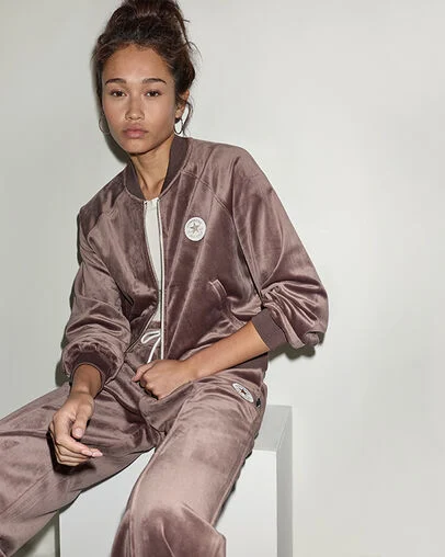 Chuck Taylor Patch Velour Long-Sleeve Track Jacket Pot Hole Plum