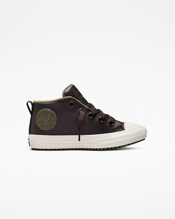 Converse Chuck Taylor All Star Street Boot Leather (Brown Size 1) Big Kids Leather Shoes