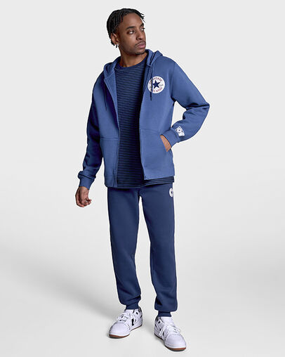 Chuck Taylor All Star Patch Full-Zip Hoodie Slacker Blue, Front View