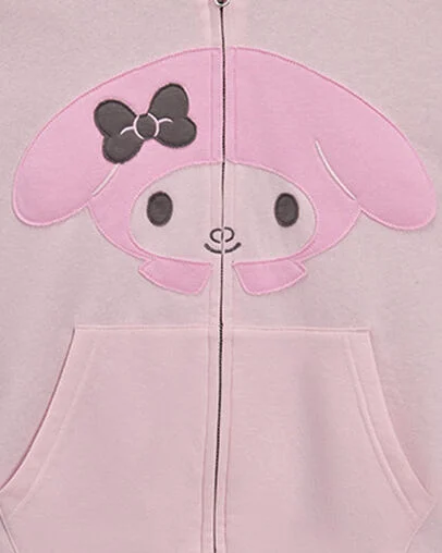 Converse x Hello Kitty&reg; and Friends Kuromi&trade; and My Melody&trade; Full Zip Hoodie Plum Kitten/Parfait Pink, Full Body View