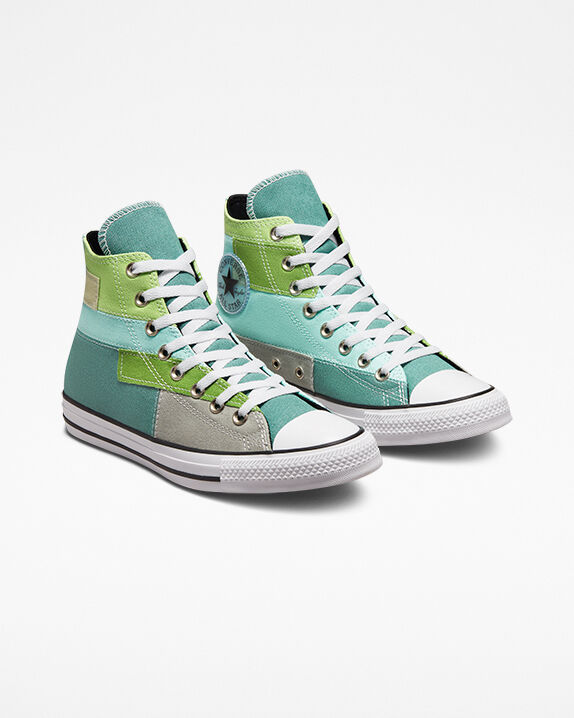 green patchwork converse