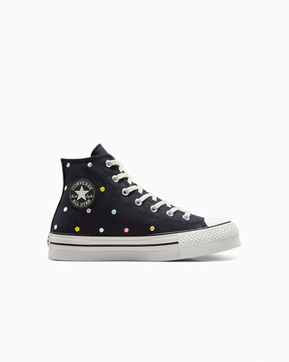 Chuck Taylor All Star Lift Polka Dots Platform Black/Vintage White/Egret, Outer Side View
