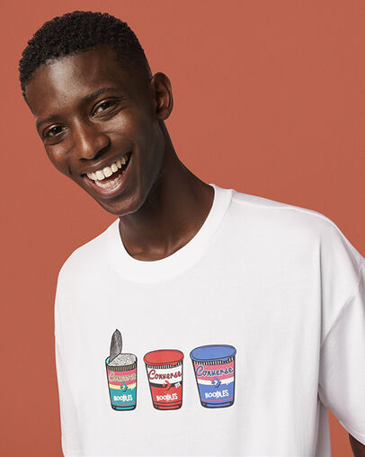 Noodles Crew Neck Short Sleeve T-Shirt White, Detail View