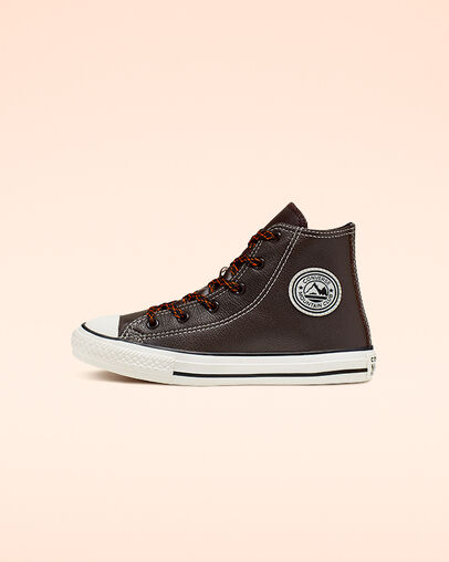Tumbled Leather Chuck Taylor All Star Velvet Brown/Campfire Orange