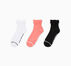 3-Pack Ruffled Quarter Socks Wht/Pink/Blk