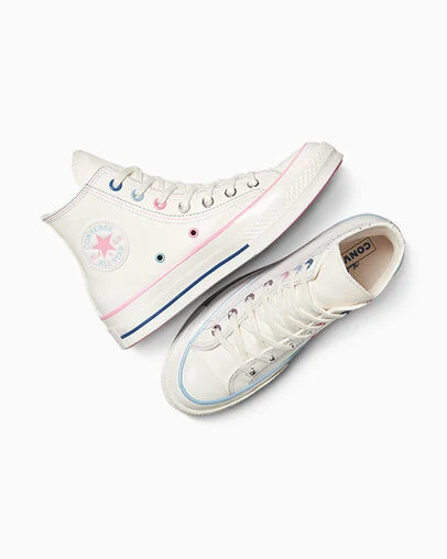 Chuck 70 Stars Egret/Oops Pink/Infinity Pool, Angled View