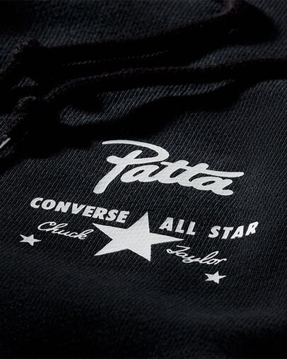 Converse x Patta Four-Leaf Clover Utility Fleece Hoodie Black, Full Body View