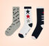 3-Pack Script Star Crew Socks Dk Grey Heather