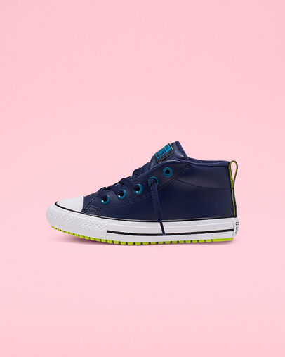 Two-Tone Hiker Leather Chuck Taylor All Star Street Obsidian/Green Abyss/Bold Lime