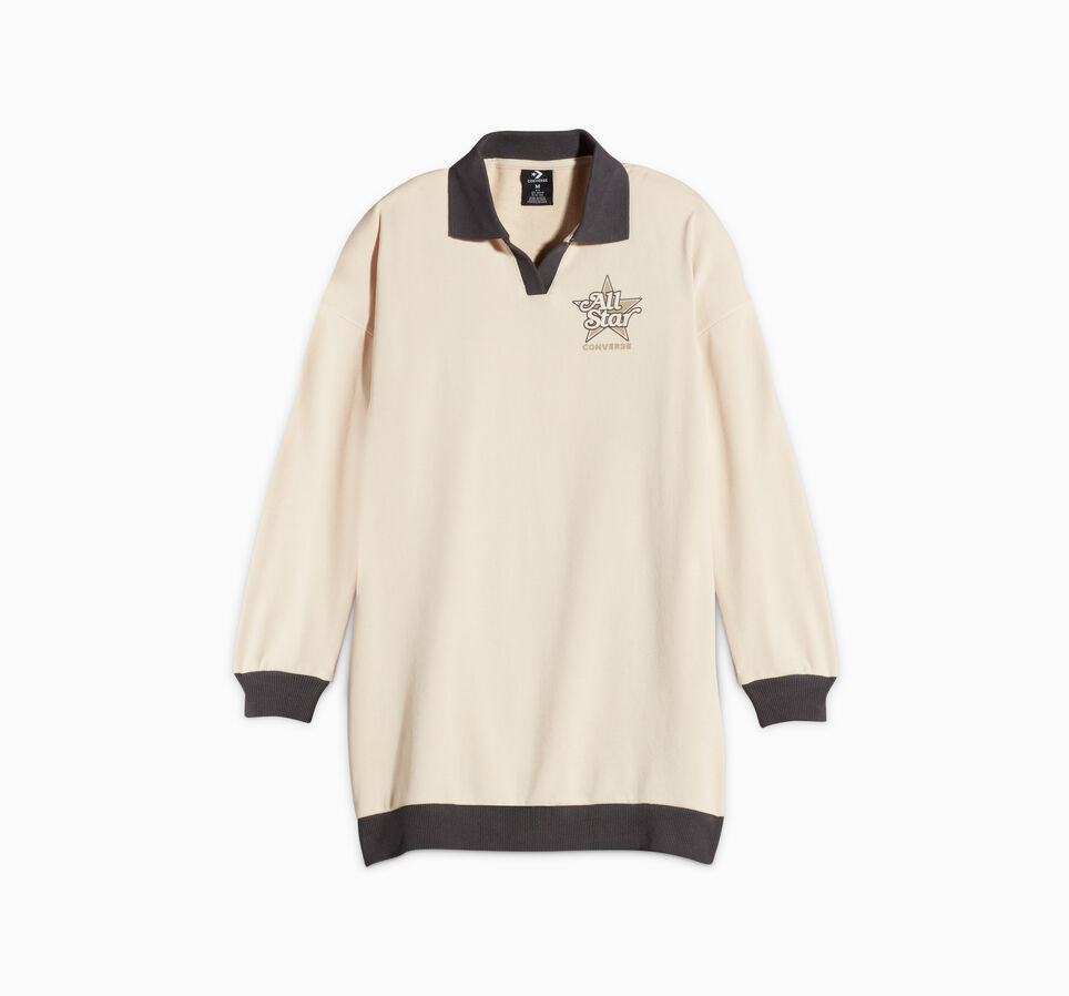 Long Sleeve Polo Dress Converse Natural Ivory