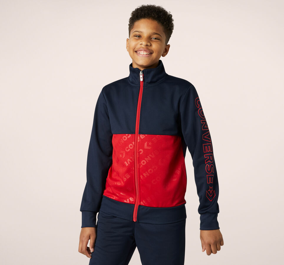 Colorblock Wordmark Track Full-Zip Jacket Obsidian