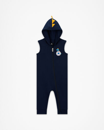 Dino Explorer Hooded Coverall & Bodysuit Set Midnight Navy, Full Body View