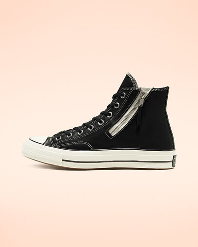 Leather Side Zip Chuck 70 Black/Egret/Egret