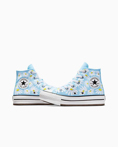 Chuck Taylor All Star Lift Platform Floral True Sky/Dandy Lion/White, Detail Angle View