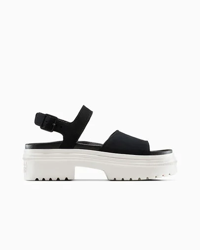 Chuck Taylor All Star Lugged Heel Sandal Suede Black/Black/Egret, Outer Side View