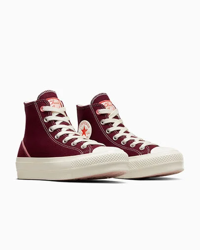 Chuck Taylor All Star Lift Mixed Material Deep Bordeaux/Egret, Top and Side View