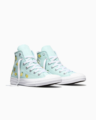 Chuck Taylor All Star Embroidered Citrus Rained Out Blue/Dandy Lion Yellow/White, Top and Side View