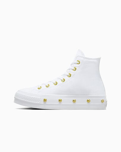 Chuck Taylor All Star Lift Platform Star Studded White/White/Gold, Inner Side View
