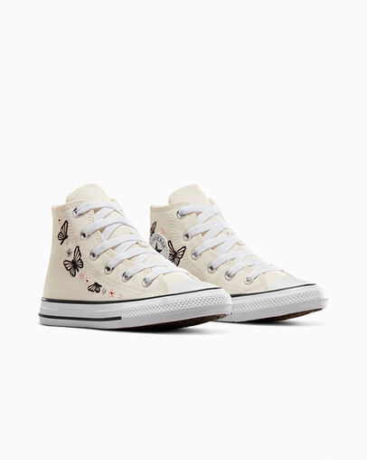 Chuck Taylor All Star Butterflies Egret/Black/White, Top and Side View