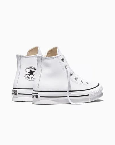 Chuck Taylor All Star EVA Lift Platform Leather White/Natural Ivory/Black, Heel View
