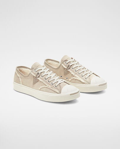 Faux Fur-Lined Leather Jack Purcell Papyrus/Natural/Egret