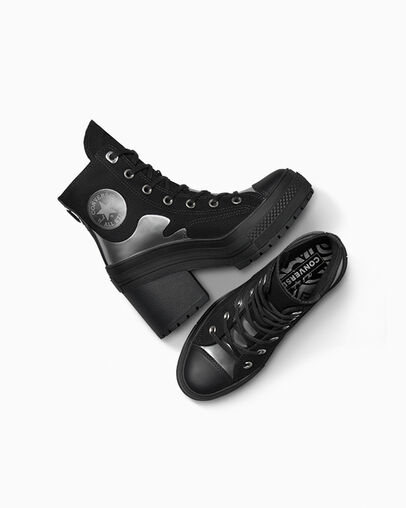 Chuck 70 De Luxe Heel Chrome Total Eclipse/Silver, Angled View