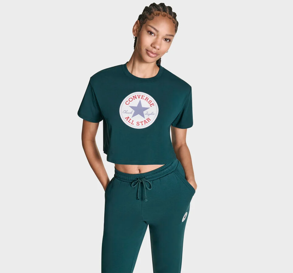 Chuck Taylor All Star Patch Cropped T-Shirt Jaded Teal