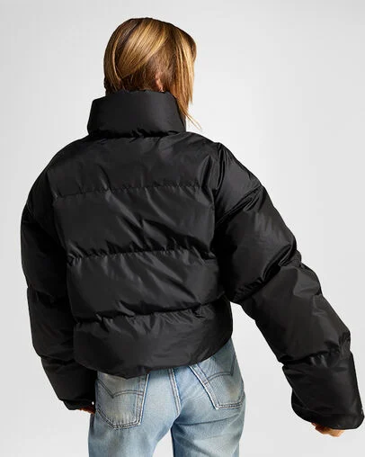 Short Super Puffer Jacket Converse Black, Full Body View