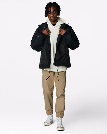 Convertible Polyester Down Jacket Converse Black, Full Body View