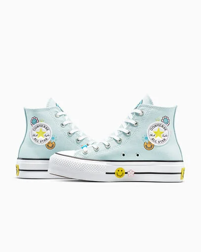 Chuck Taylor All Star Lift Platform Smiles You Dew You/White/Fresh Yellow, Detail Angle View