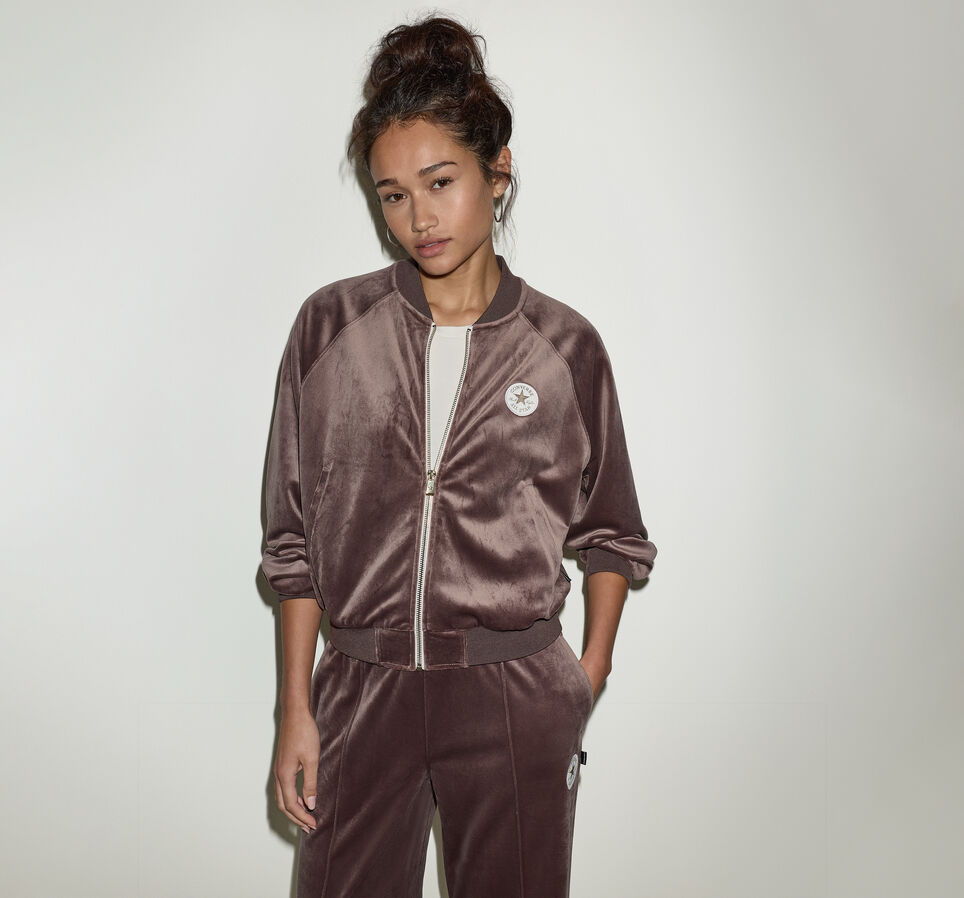 Chuck Taylor Patch Velour Long-Sleeve Track Jacket Pot Hole Plum