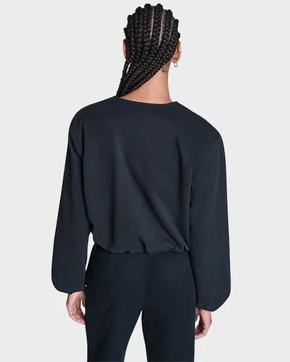 Bubble Sleeve Bomber Jacket Converse Black, Full Body View